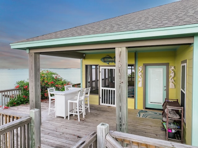 1038 Elizabeth St, Gilchrist, TX 77617 - wooden deck featuring a water view