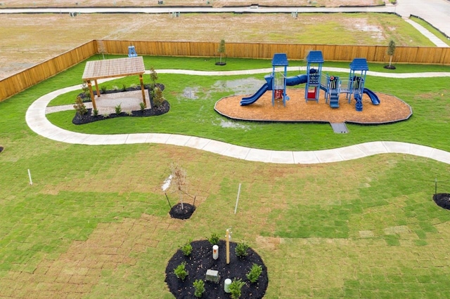 view of play area featuring a yard