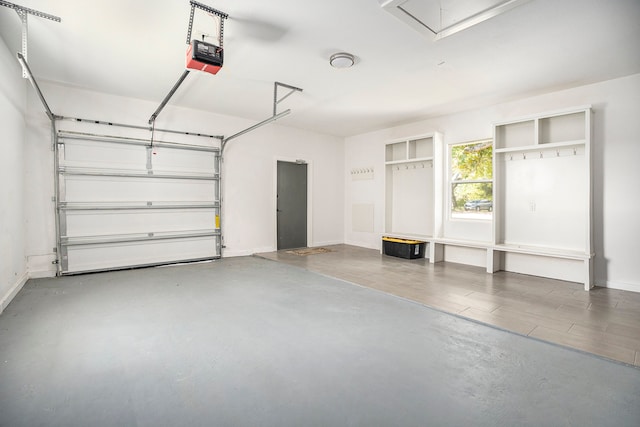 garage with a garage door opener