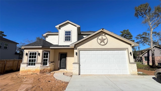 view of front of house with a garage