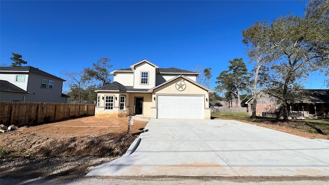 view of front property with a garage