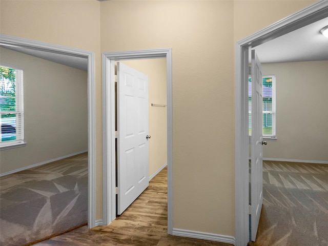 hall featuring light wood-type flooring