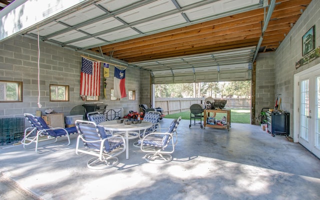 view of garage