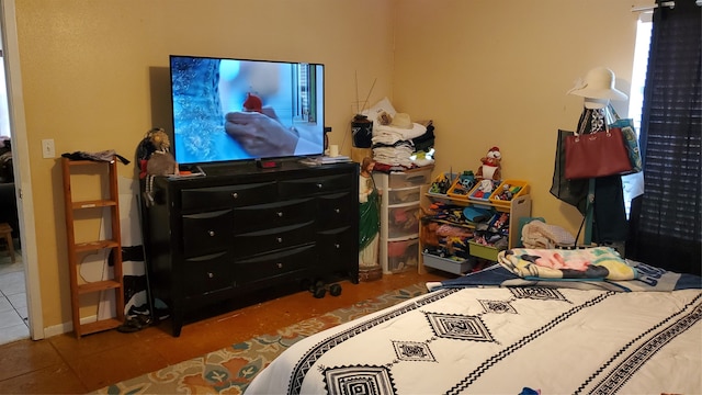 bedroom with tile patterned flooring