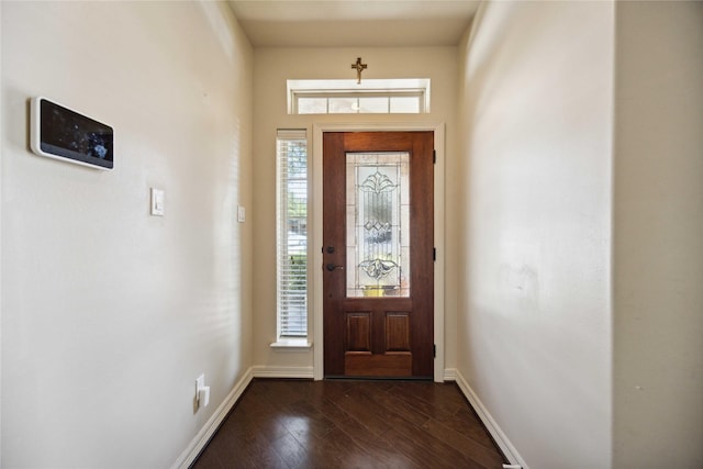 entrance foyer with dark hardwood / wood-style flooring