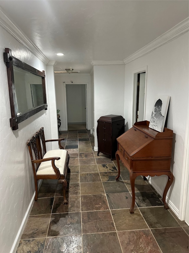 interior space with crown molding