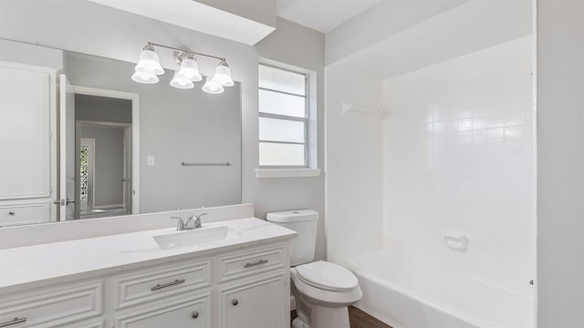 full bathroom with vanity, toilet, and shower / bathing tub combination