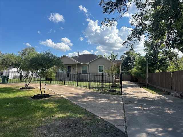 view of front of home with a front yard