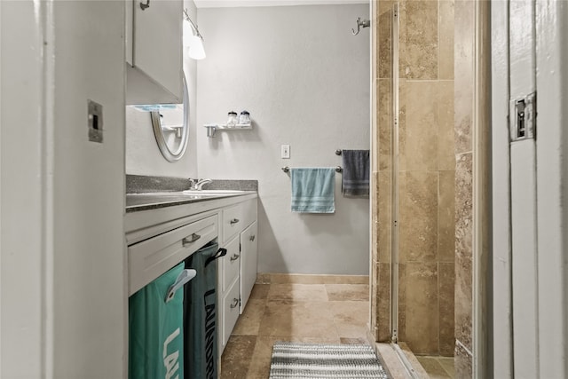 bathroom with vanity and walk in shower