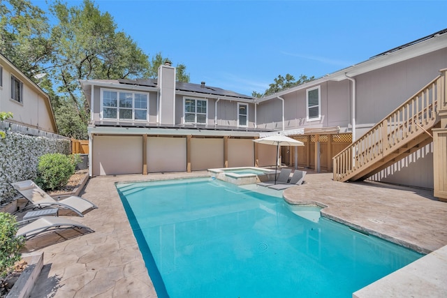 331 Cypresswood Dr, Spring, TX 77388 - view of pool with a patio, a fenced backyard, a pool with connected hot tub, and stairs