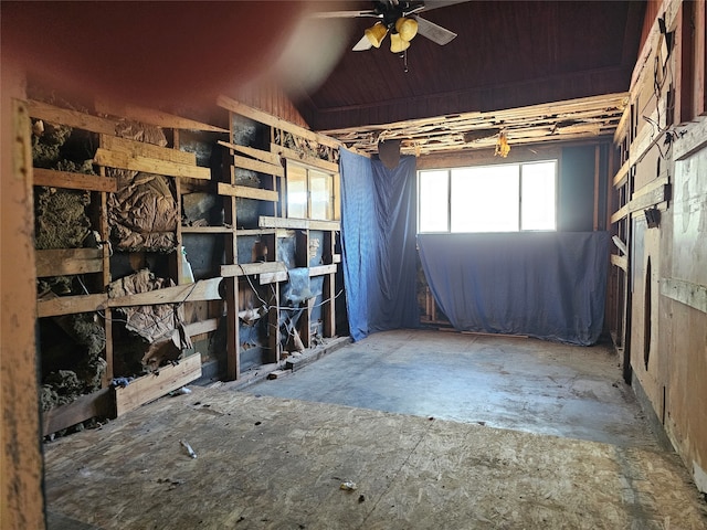 interior space featuring ceiling fan