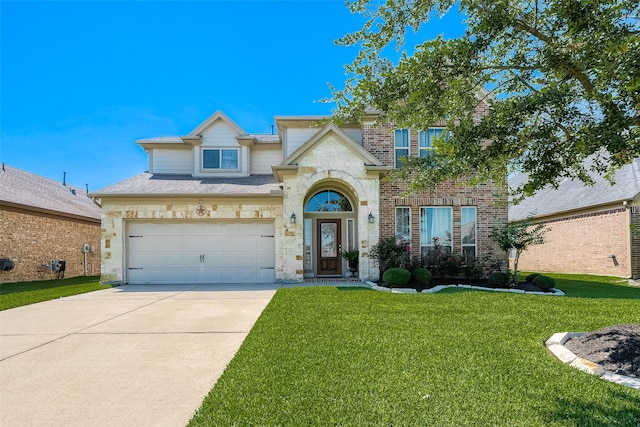 view of front of home with a front lawn