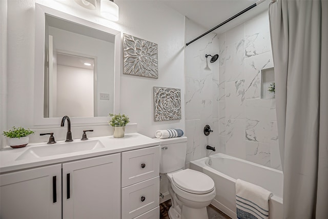 full bathroom with vanity, toilet, and shower / bath combo