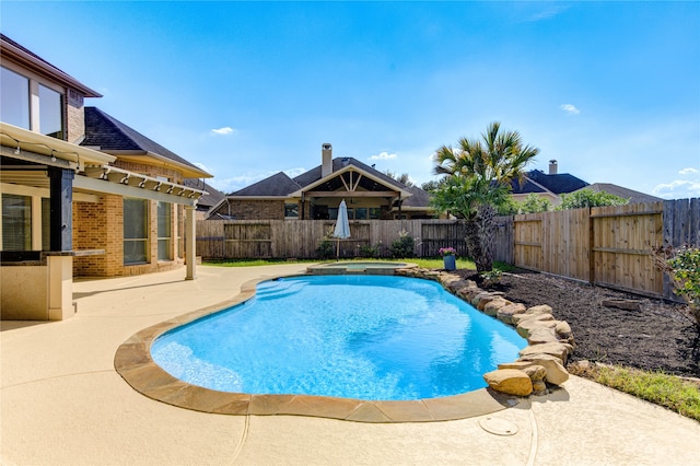 view of swimming pool with a patio