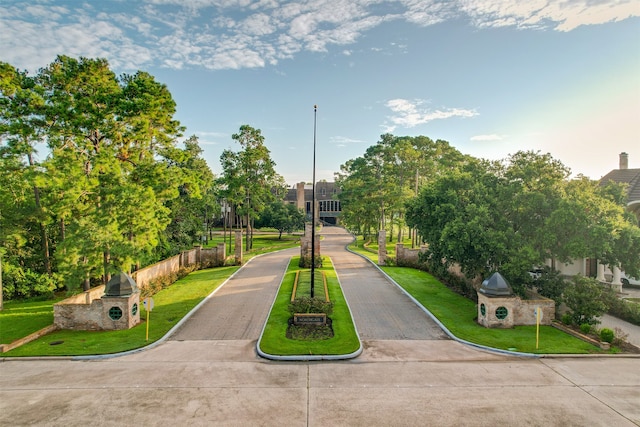 view of community featuring a lawn