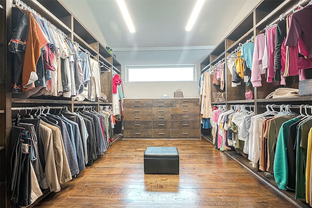 walk in closet featuring wood-type flooring