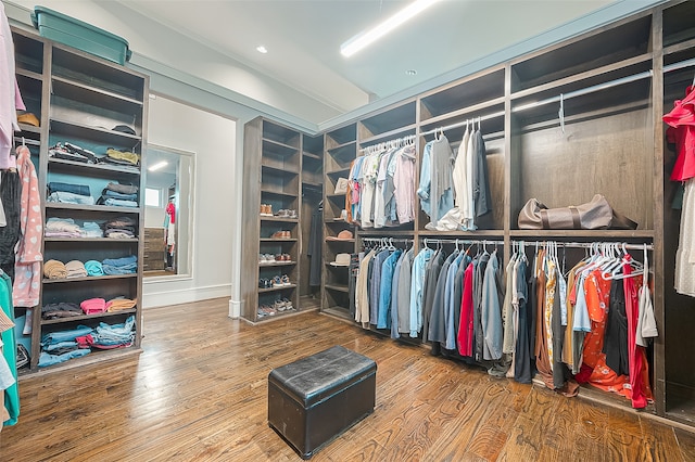 walk in closet featuring hardwood / wood-style floors