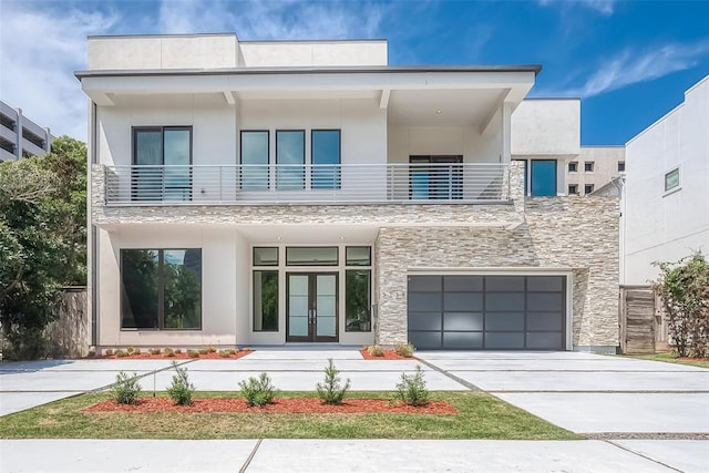 modern home featuring a balcony