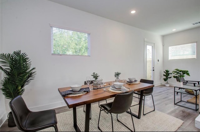 dining area featuring light hardwood / wood-style floors