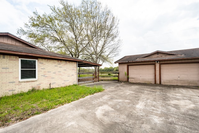 exterior space featuring a garage