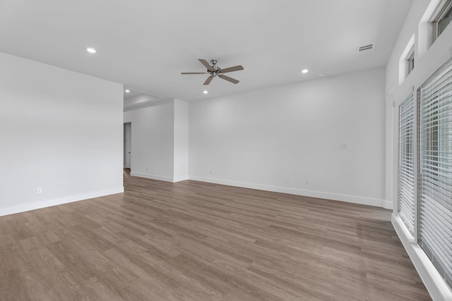 interior space featuring hardwood / wood-style flooring and ceiling fan