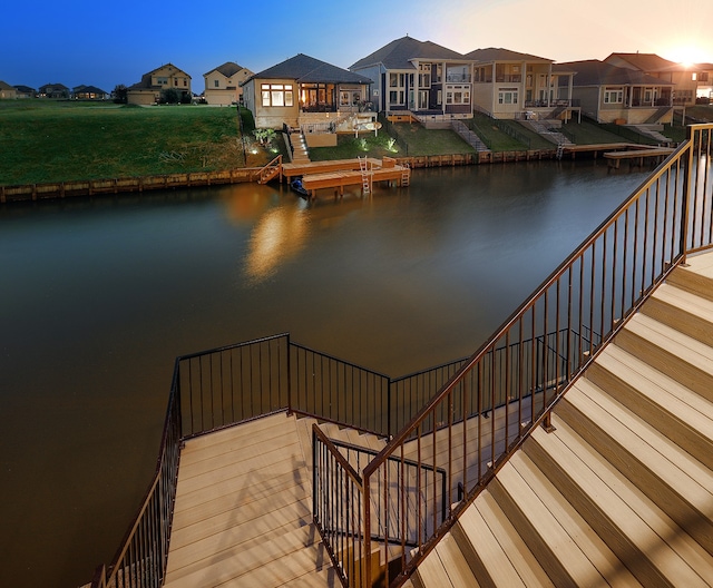 view of dock featuring a water view