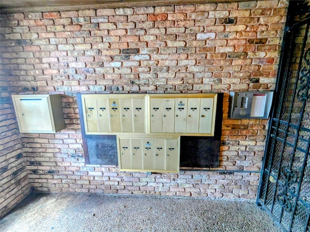 room details featuring mail boxes and carpet floors