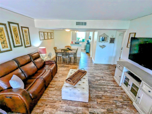 living room with light wood-type flooring