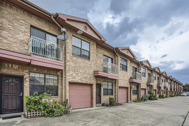 view of building exterior featuring a garage