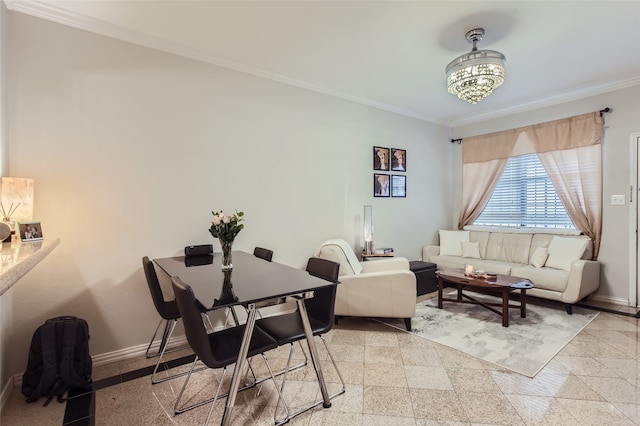 interior space featuring ornamental molding