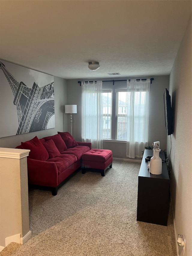 living room with carpet flooring