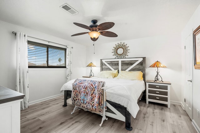 bedroom featuring ceiling fan and hardwood / wood-style flooring