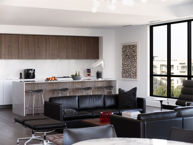 living room with hardwood / wood-style floors