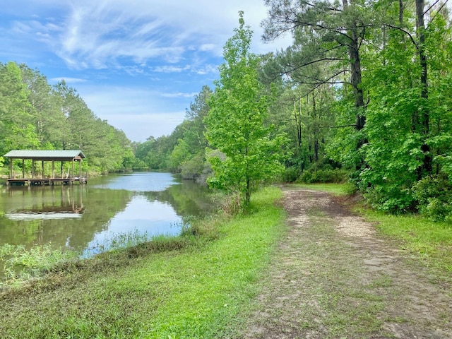 property view of water featuring a gazebo