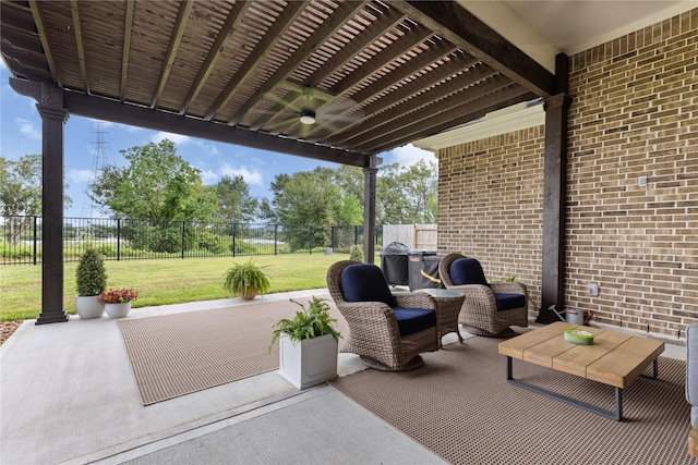 view of patio with ceiling fan