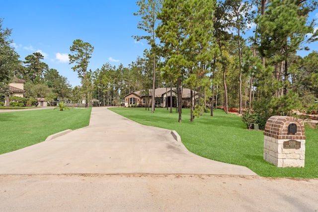 view of home's community with a yard