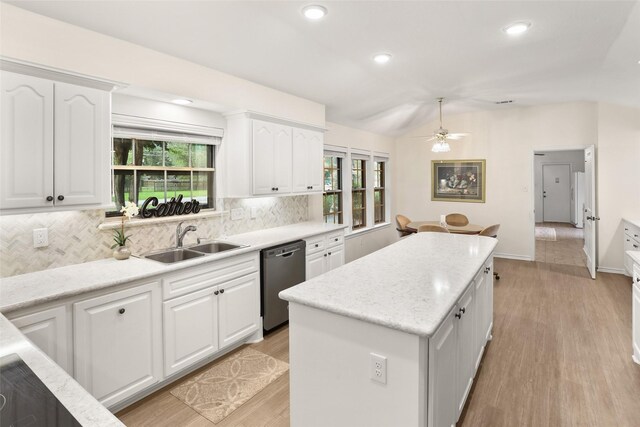 kitchen with white cabinets and dishwasher