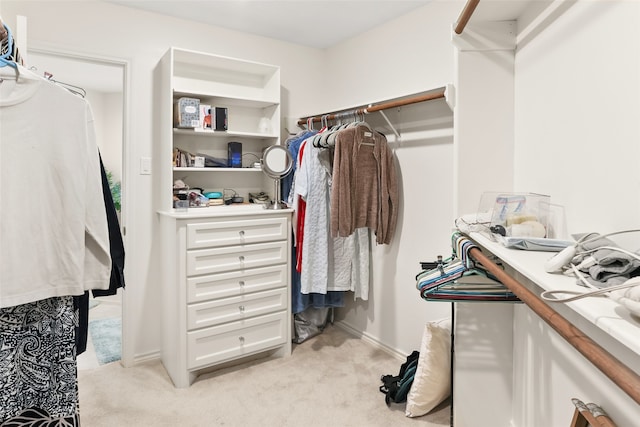 spacious closet with light colored carpet