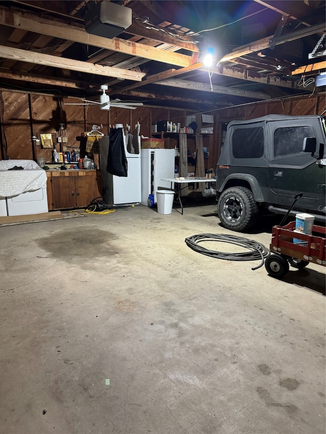 garage with a garage door opener