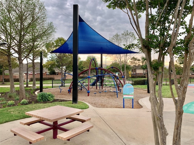 view of play area featuring a lawn