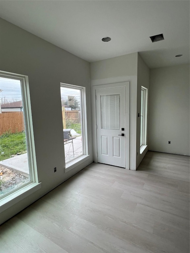 interior space with light hardwood / wood-style flooring and plenty of natural light