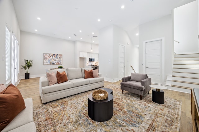 living room featuring light hardwood / wood-style floors