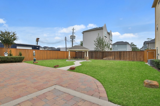 view of yard with a patio and a gazebo