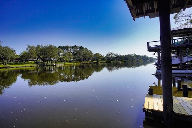 view of dock featuring a water view