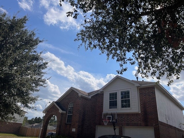 exterior space with a garage