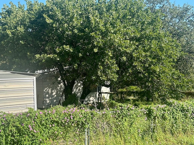 exterior space with a garage