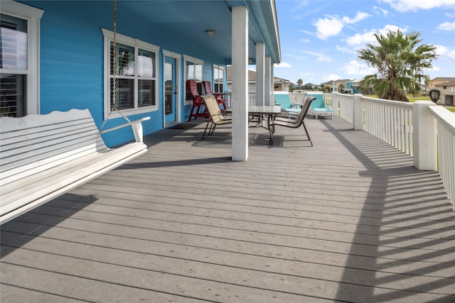 deck with a water view