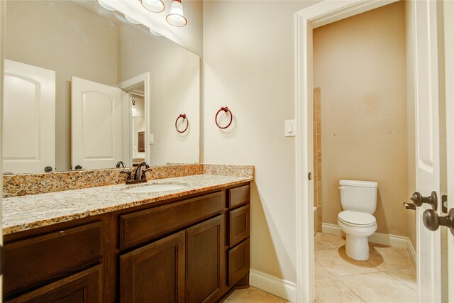 bathroom featuring vanity, toilet, and tile patterned floors