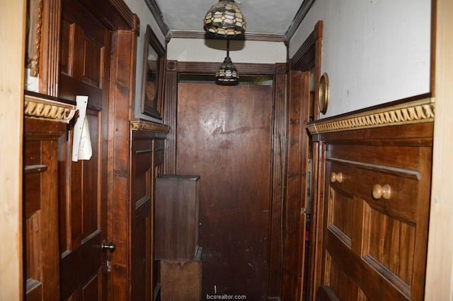 interior space featuring crown molding