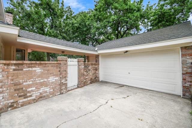 view of garage